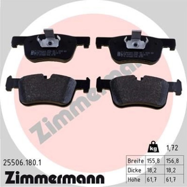 ZIMMERMANN Bremsbelagsatz, Scheibenbremse | 25506.180.1