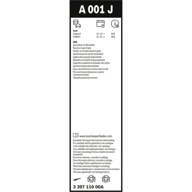 A001J BOSCH | JET Blade unbeheizt | mit vormontierter Spritzdüse | 3 397 110 00A