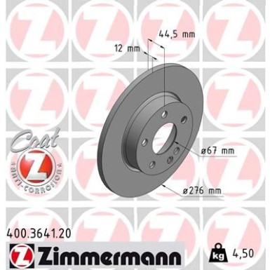 ZIMMERMANN Bremsscheibe | 400.3641.20