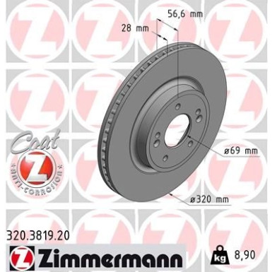 ZIMMERMANN Bremsscheibe | 320.3819.20