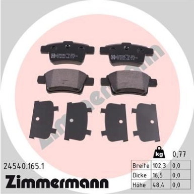 ZIMMERMANN Bremsbelagsatz, Scheibenbremse | 24540.165.1