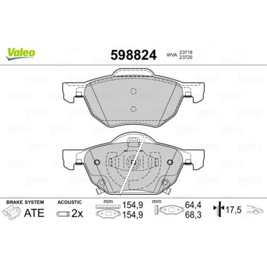VALEO Bremsbeläge | 598824