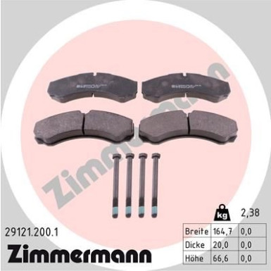 ZIMMERMANN Bremsbelagsatz, Scheibenbremse | 29121.200.1