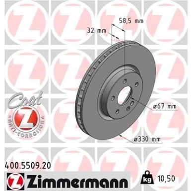 ZIMMERMANN Bremsscheibe 400.5509.20 Coat Z