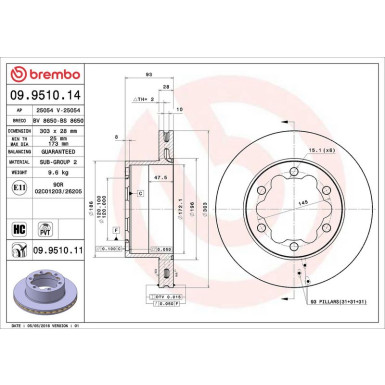 15 482 098 Bremsscheibe HA MERCEDES Sprinter,VW Crafter 06 PRIME LINE - UV Coated 09.9510.11
