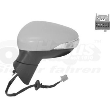 Aussenspiegel li. elek. Verstell. bhz Ford Fiesta CB1 asphä. 7Pins grund. OE 1671047 HAGUS