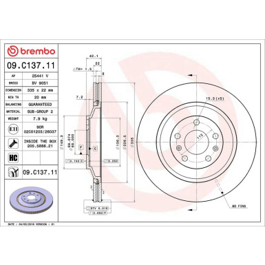 Bremsscheibe HA | AUDI A8 VW Phaeton 02-16 | 09.C137.11