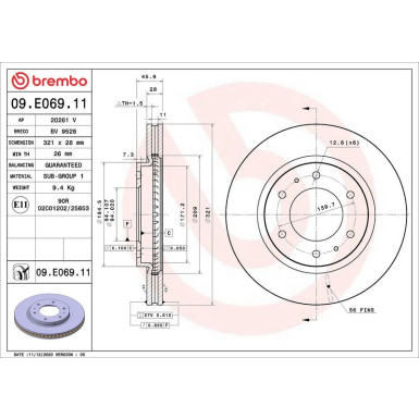Bremsscheibe VA | MITSUBISHI Pajero 15 | 09.E069.11