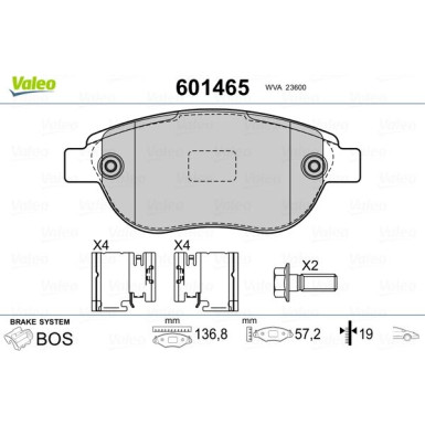 VALEO Bremsbeläge | 601465