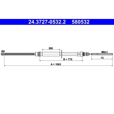 ATE Handbremsseil Seilzug Festellbremse 24.3727-0532.2 ATE Handbremsseil Seilzug Festellbremse 24.3727-0532.2