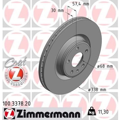 ZIMMERMANN Bremsscheibe 100.3378.20 Coat Z