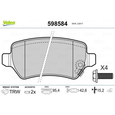 VALEO Bremsbeläge | 598584