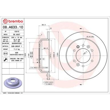 94 482 006 Bremsscheibe HA KIA Carnival 06 PRIME LINE 08.A633.10