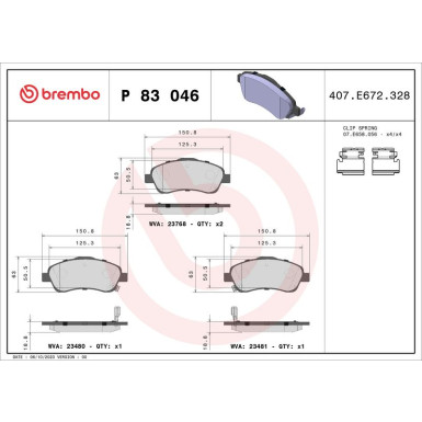 BREMBO Bremsklötze VA TOYOTA Avensis 03-09 PRIME LINE P 83 046