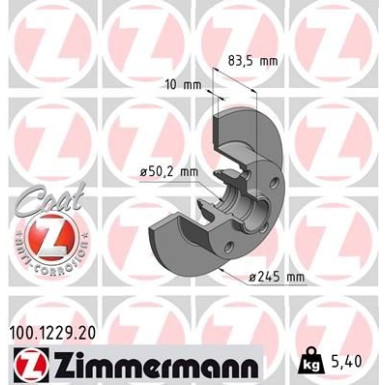 ZIMMERMANN Bremsscheibe | 100.1229.20