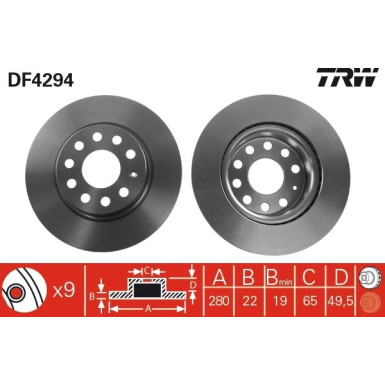 Bremsscheibe Vw P. Golf 5/A3 | DF4294