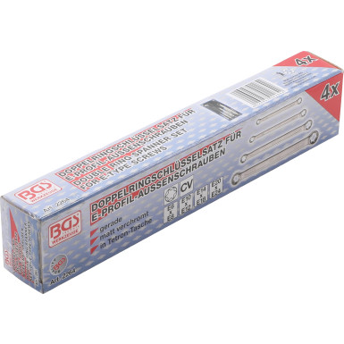 BGS Doppel-Ringschlüssel-Satz mit E-Profil-Ringköpfen SW E6 x E8 - E20 x E24 4-tlg 2264