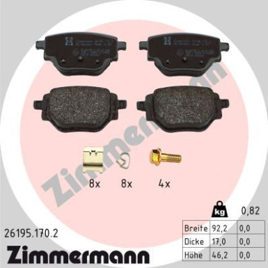 ZIMMERMANN Bremsbelagsatz, Scheibenbremse | 26195.170.2