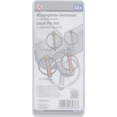 BGS Klappsplinte-Sortiment Bolzen-Ø 4,5 - 11 mm 32-tlg BGS Do it yourself 88195