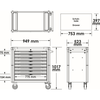 VIGOR Werkzeugwagen | V4481-X/499
