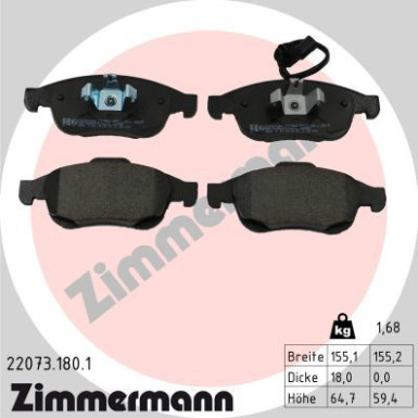 ZIMMERMANN Bremsbelagsatz, Scheibenbremse | 22073.180.1