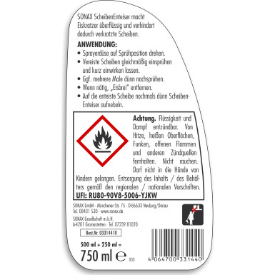 Sonax Scheibenenteiser Spray 750ml ScheibenEnteiser 03314410