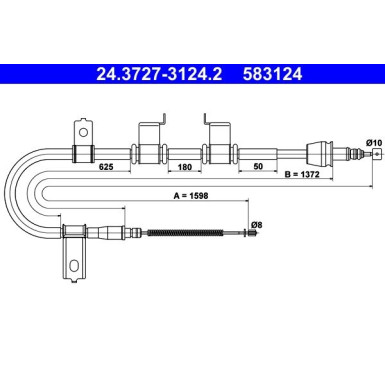ATE Handbremsseil Seilzug Festellbremse 24.3727-3124.2