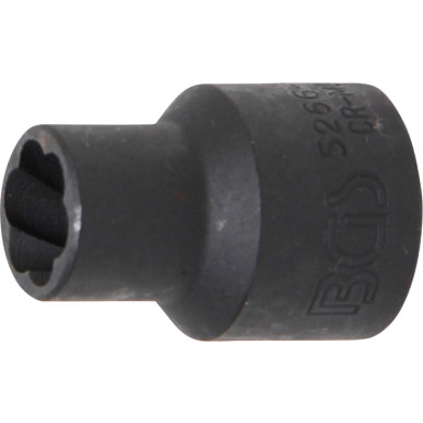 BGS Spiral-Profil-Steckschlüssel-Einsatz / Schraubenausdreher | Antrieb Innenvierkant 12,5 mm (1/2"""") | SW 11 mm | 5266-11