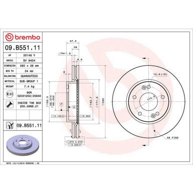Bremsscheibe VA | HYUNDAI Sonata 14 | 09.B551.11