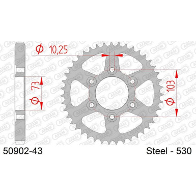 AFAM Kettenrad STAHL 43 Zähne | für 530 | 50902-43