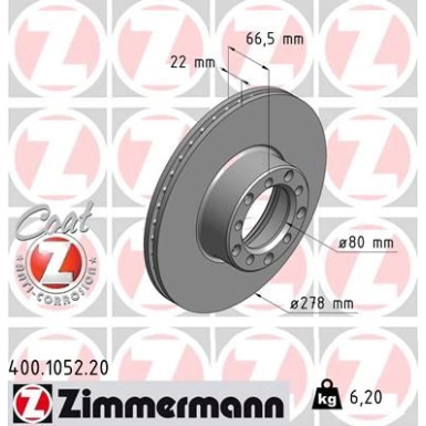 ZIMMERMANN Bremsscheibe 400.1052.20 Coat Z
