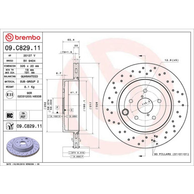 Bremsscheibe HA SUBARU PRIME LINE - UV Coated 09.C829.11