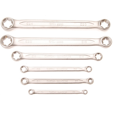 BGS Doppel-Ringschlüssel-Satz mit E-Profil-RiNGK | öpfen | SW E6 x E8 - E20 x E24 | 6-tlg | 2268