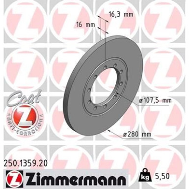 ZIMMERMANN Bremsscheibe | 250.1359.20