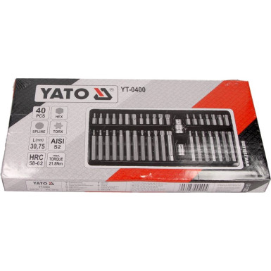 YT-0400 Bitsatz 40-Tlg. Hex,Torx,Spline Im Metallkasten