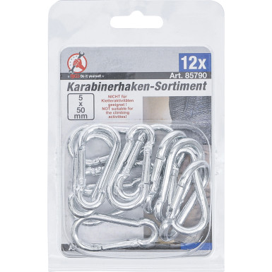 BGS Karabinerhaken-Sortiment 5 x 50 mm 12-tlg BGS Do it yourself 85790