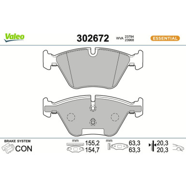 VALEO Bremsbeläge 302672