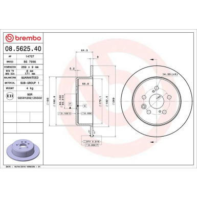 82 482 057 Bremsscheibe HA | TOYOTA Celica 2.0i 93 | 08.5625.40