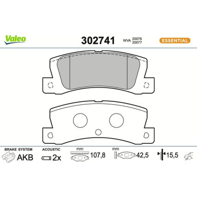 VALEO Bremsbeläge 302741