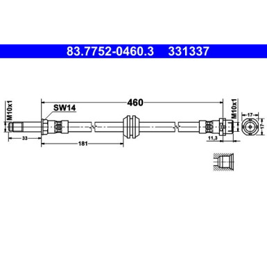 ATE Bremsschlauch | 83.7752-0460.3