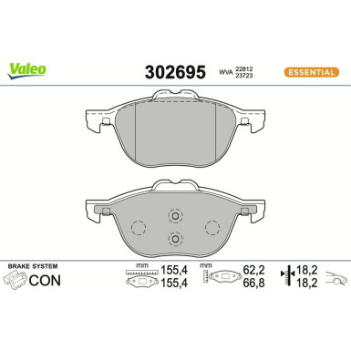 VALEO Bremsbeläge 302695