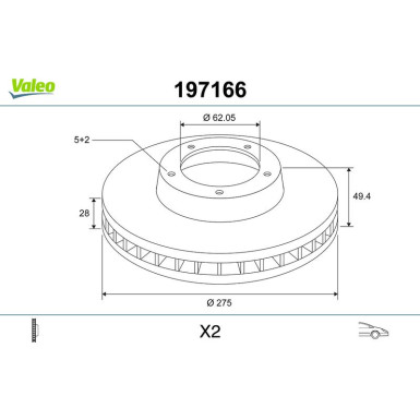VALEO Bremsscheibe 197166 VALEO Bremsscheibe 197166