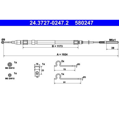 24.3727-0247.2 Seilzug, Feststellbremse 24.3727-0247.2 Seilzug, Feststellbremse