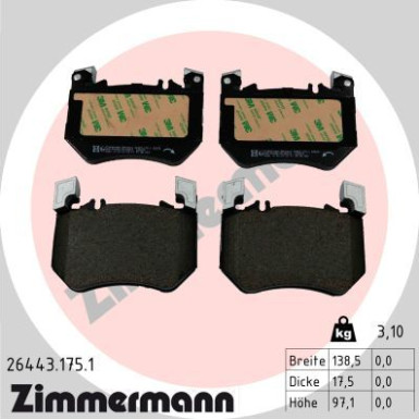 ZIMMERMANN Bremsbelagsatz, Scheibenbremse ZIMMERMANN Bremsbelagsatz, Scheibenbremse
