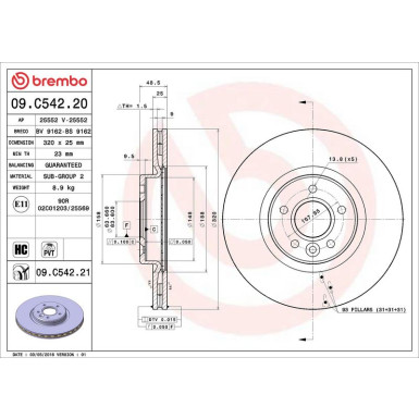 76 481 038 Bremsscheibe VA VOLVO C70, S40, V40 06 PRIME LINE - UV Coated 09.C542.21