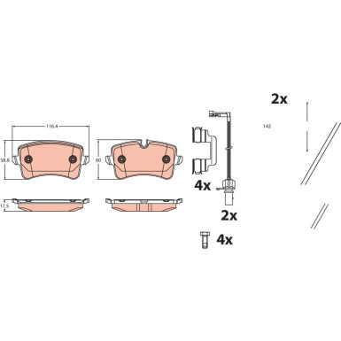 TRW Bremsbelagsatz, Scheibenbremse GDB2464