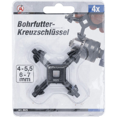 BGS Bohrfutter-Kreuzschlüssel universal Ø 4 / 5,5 / 6 / 7 mm BGS Do it yourself 8625
