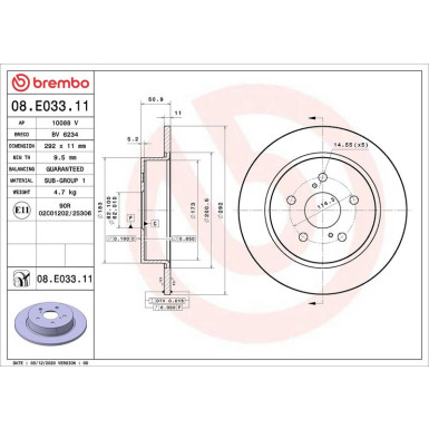 Bremsscheibe HA | TOYOTA C-HR 16 | 08.E033.11