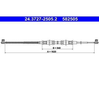 ATE Handbremsseil Seilzug Festellbremse 24.3727-2505.2