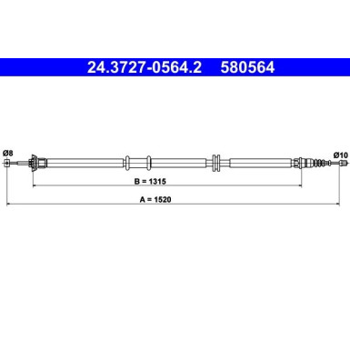 ATE Handbremsseil Seilzug Festellbremse 24.3727-0564.2 ATE Handbremsseil Seilzug Festellbremse 24.3727-0564.2